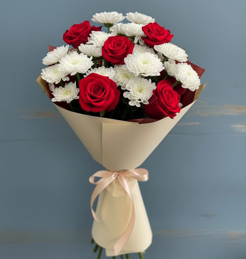 Букет цветов из: Розы и Хризантемы в Ис