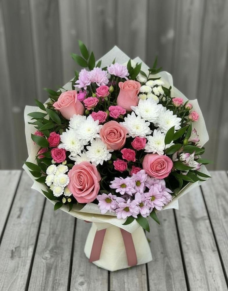 Букет цветов из: Альстромерии, Гвоздики, Розы и Хризантемы в Ис
