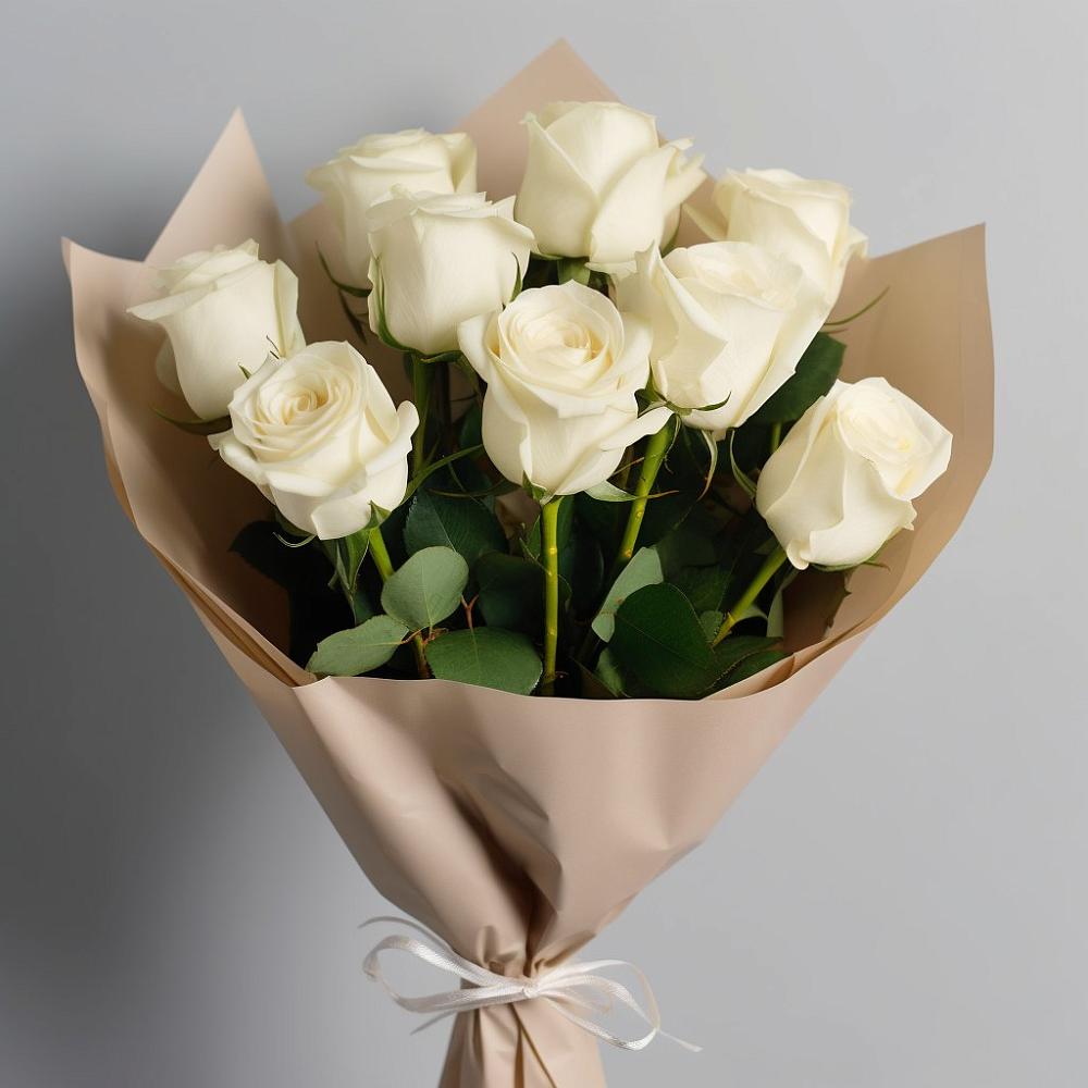 Букет 9 Белых роз Эдлесс Лав в Ис