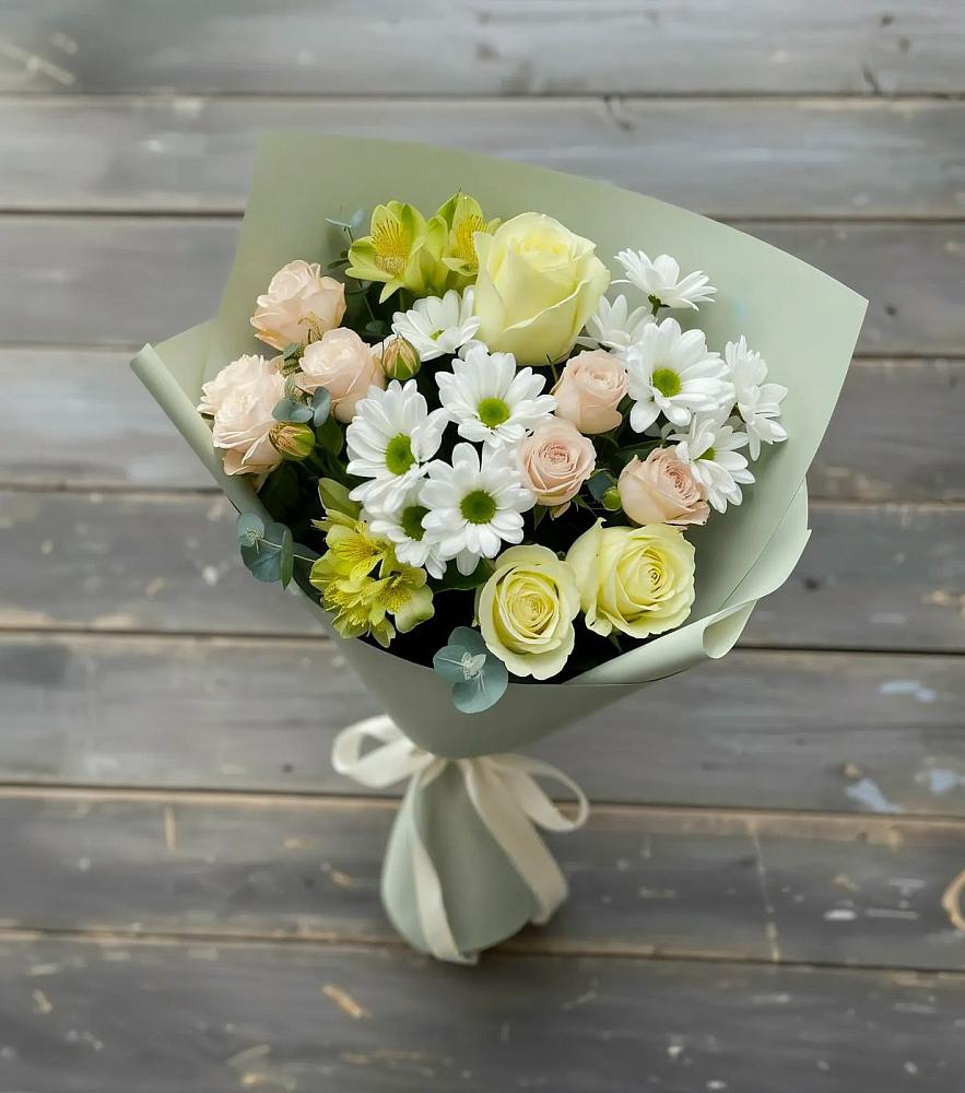 Букет цветов из: Альстромерии, Розы и Хризантемы в Ис