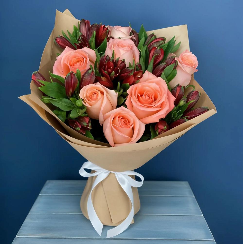 Букет цветов из: Розы и Альстромерии в Ис