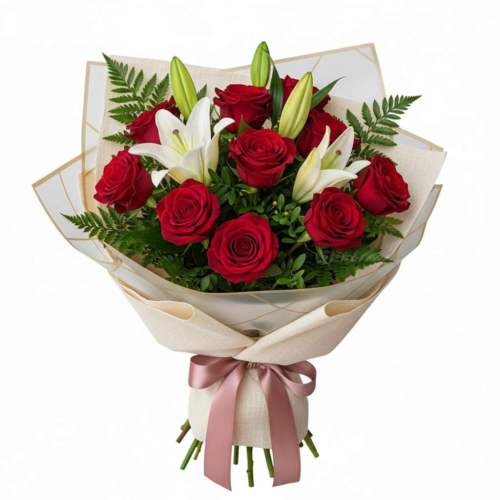 Букет цветов из: Лилии и Розы в Ис