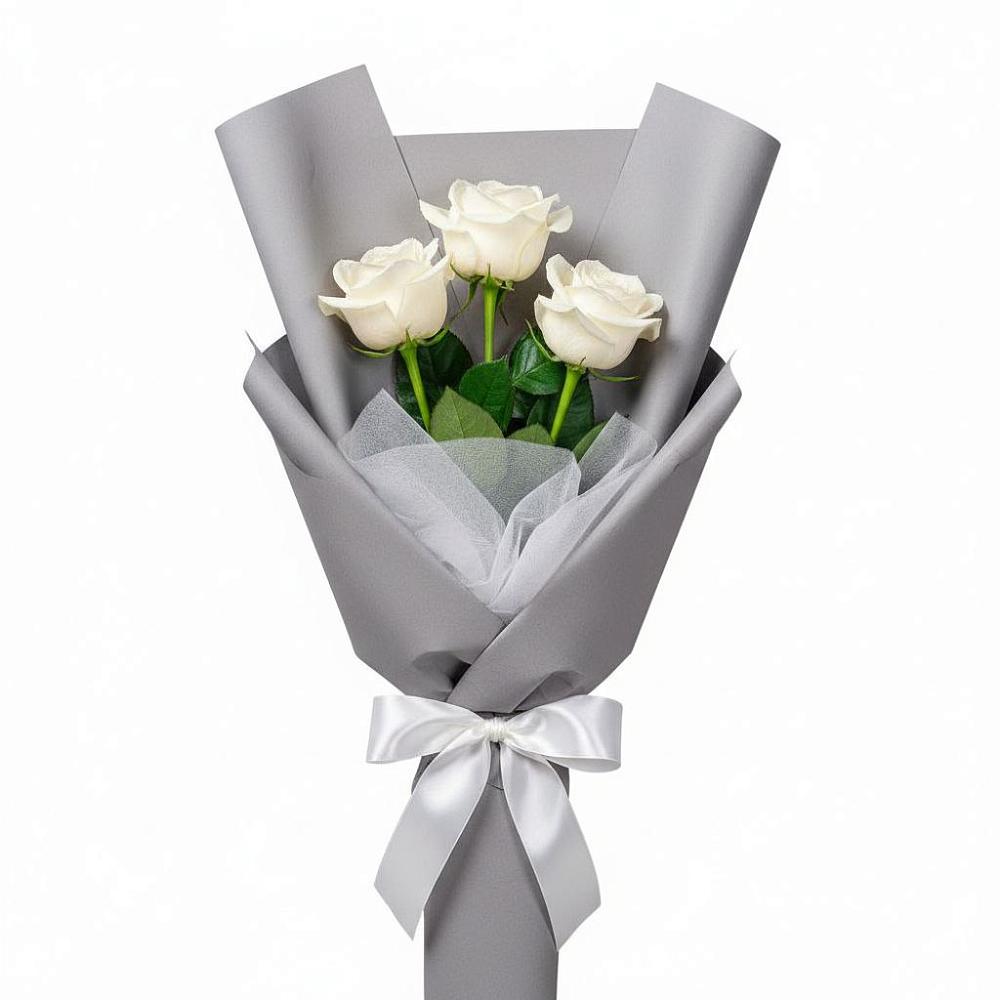 Букет 3 белые розы в Ис