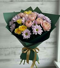 Букет цветов из:  Хризантемы и Розы #REPLACE_PRED# Ис