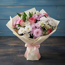 Букет цветов из:  Хризантемы, Альстромерии и Розы в Ис