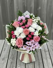 Букет цветов из:  Альстромерии, Гвоздики, Розы и Хризантемы в Ис
