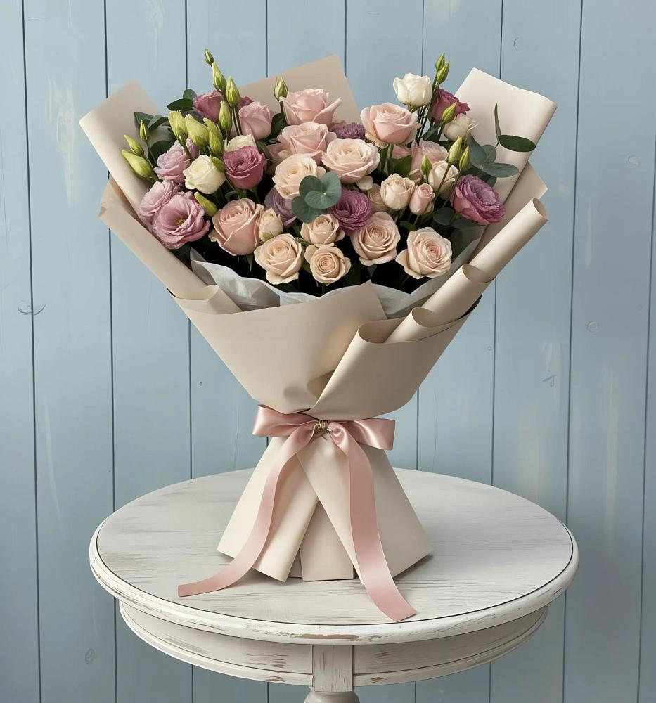 Букет цветов из: Розы и Лизиантусы в Ис