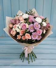 Букет цветов из:  Хризантемы, Розы и Альстромерии в Ис