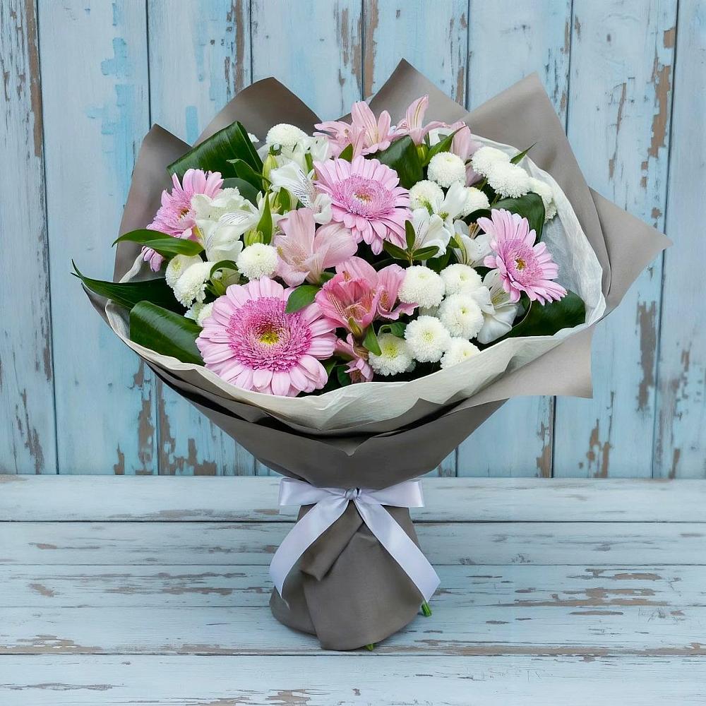 Букет цветов из: Герберы, Альстромерии и Хризантемы в Ис