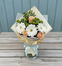 Букет цветов из:  Герберы, Розы и Хризантемы в Ис